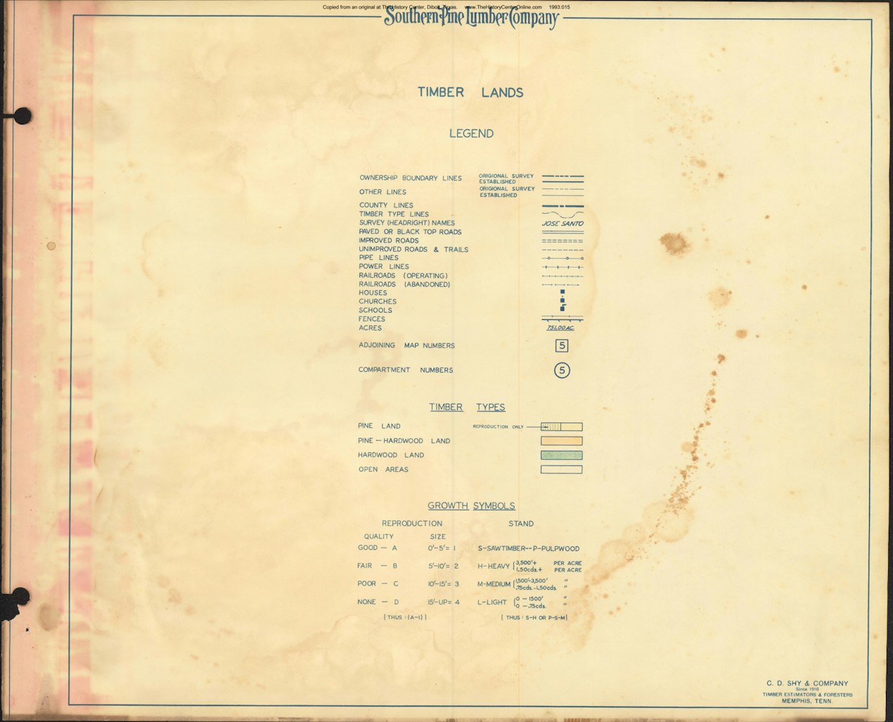 001 1955 Anderson County Timber Type Map Legend