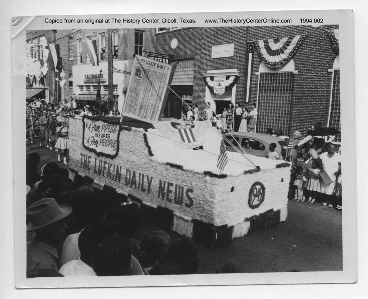 Lufkin Daily News Float, Forest Festival 1949 The History Center