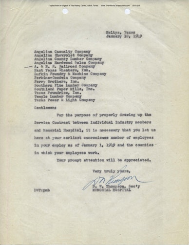 11 Memorial Hospital Correspondence 1949