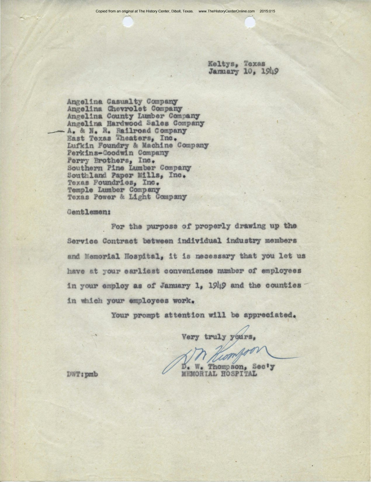 11 Memorial Hospital Correspondence 1949