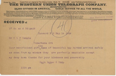 05_Telegram from Mary Baker Eddy to T.L.L. Temple, May 14, 1906