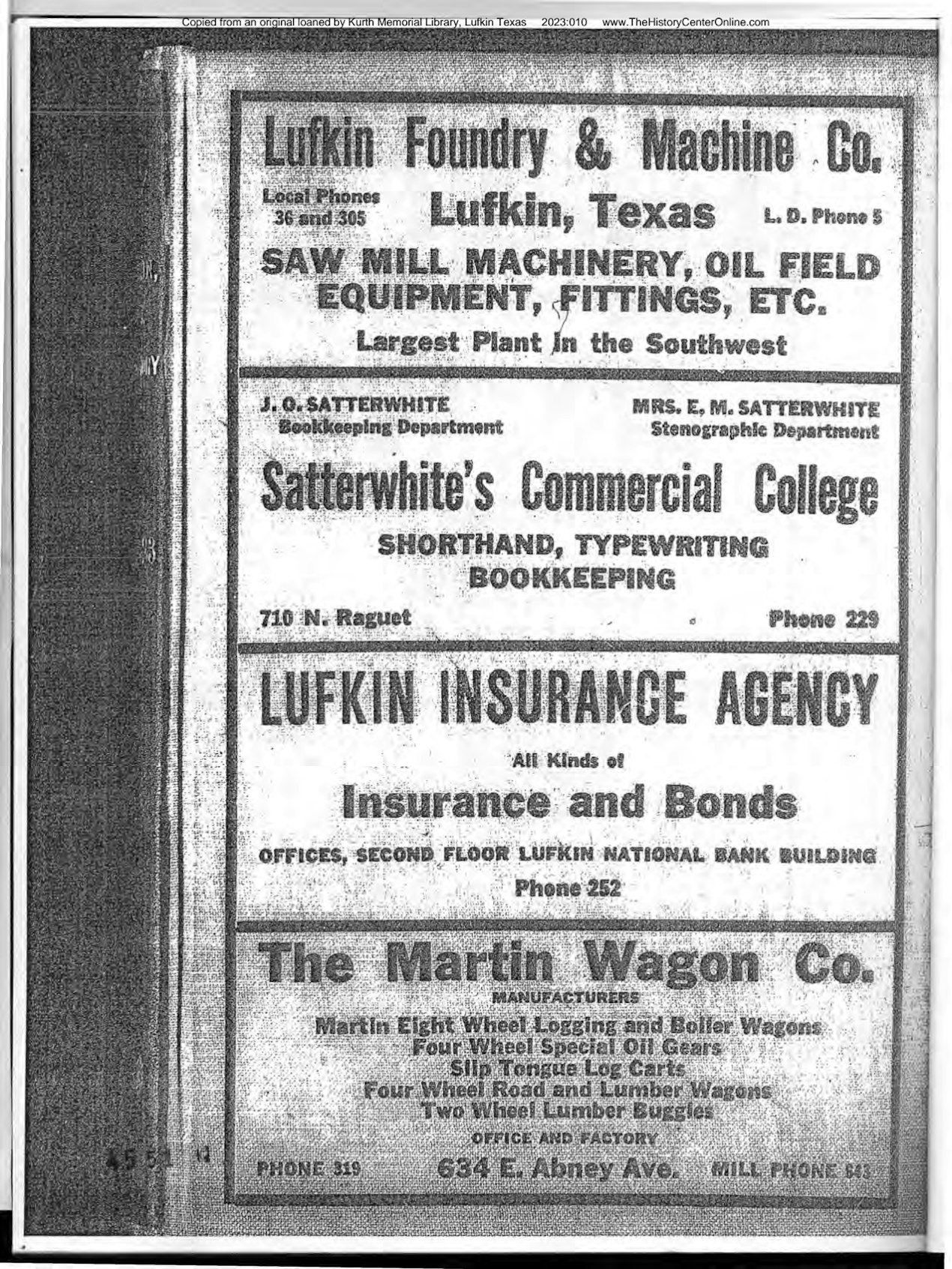 1922-1923 Polk's City Directory for Lufkin