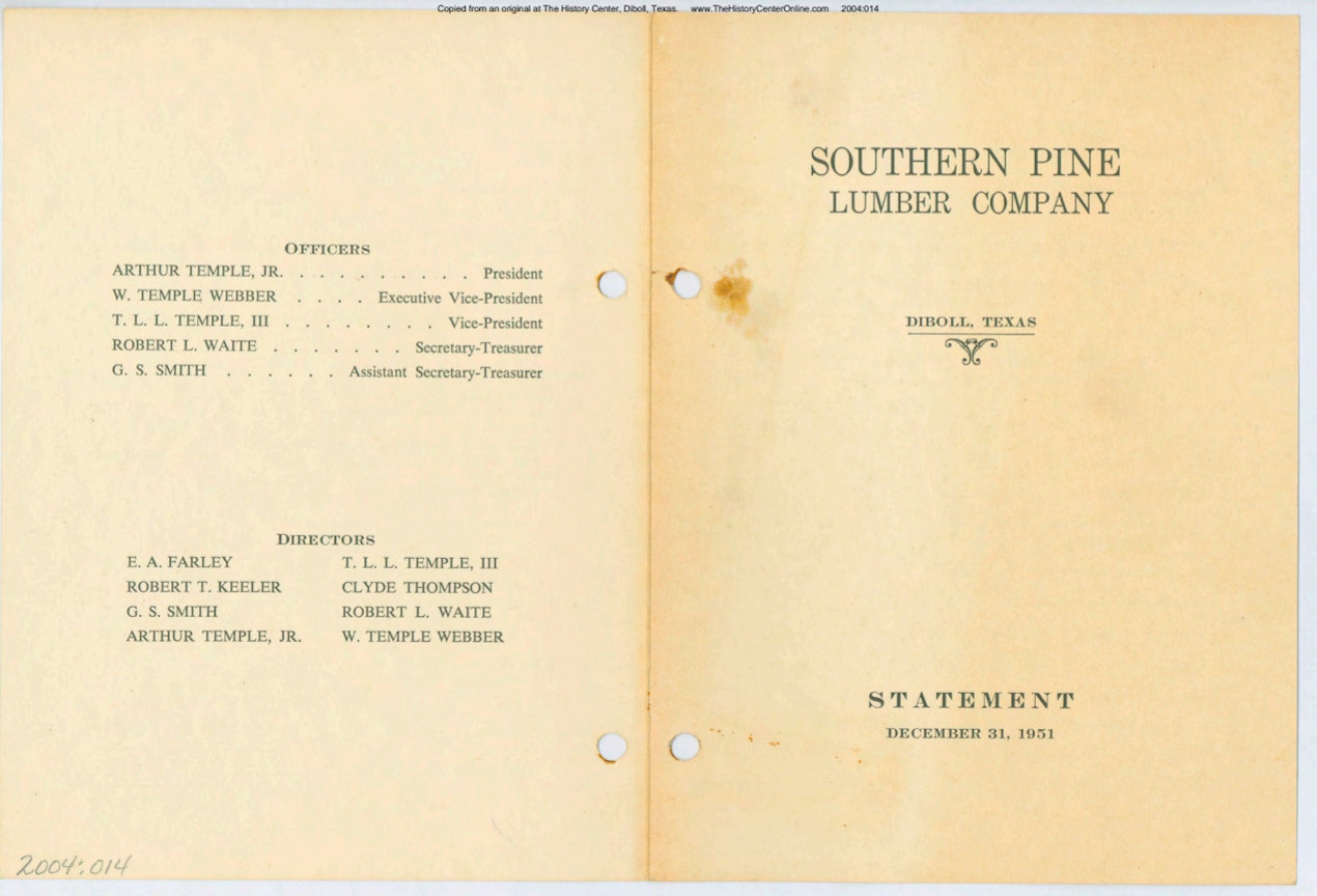 1951 Southern Pine Lumber Company Annual Report