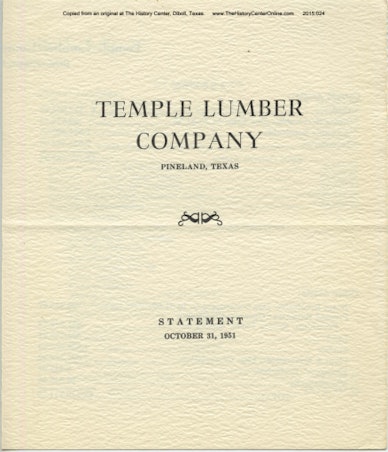 07 1951 Temple Lumber Company Annual Report