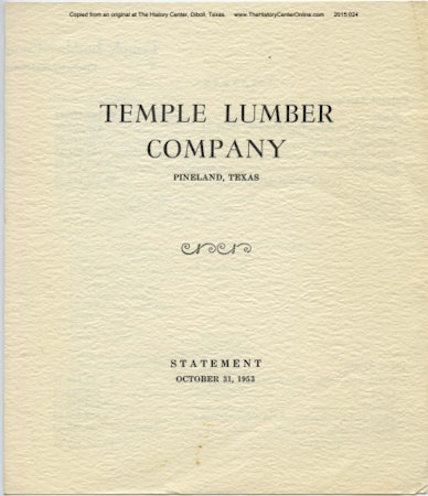 09 1953 Temple Lumber Company Annual Report