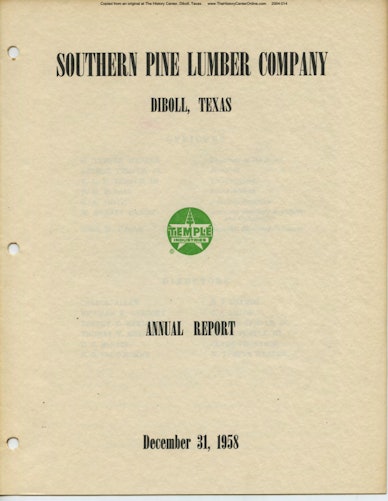 1958 Southern Pine Lumber Company Annual Report
