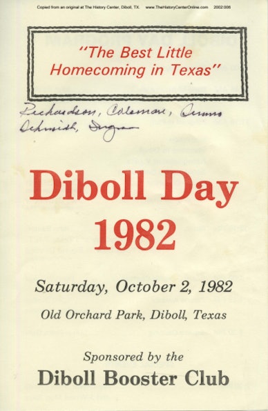 1982 Diboll Day Program