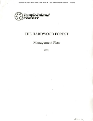 Temple-Inland Hardwood Forest Management Plan, 2001