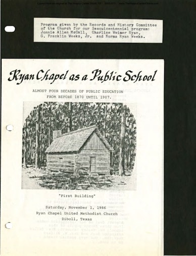 Ryan Chapel Scrapbook Compiled by Franklin Weeks