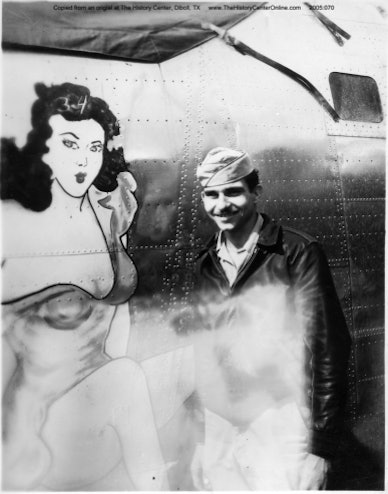 Slim Limbocker with B-24 Nose Art, 1944