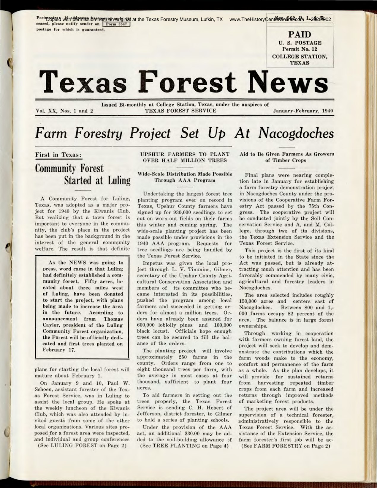 1940 Texas Forest News