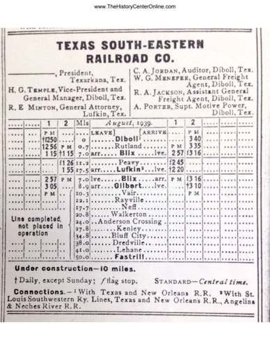 Texas Southeastern Railroad 1939