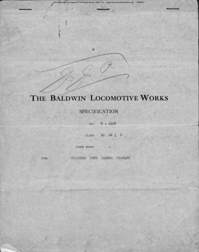 Locomotive 14 Builder Specifications, 1919